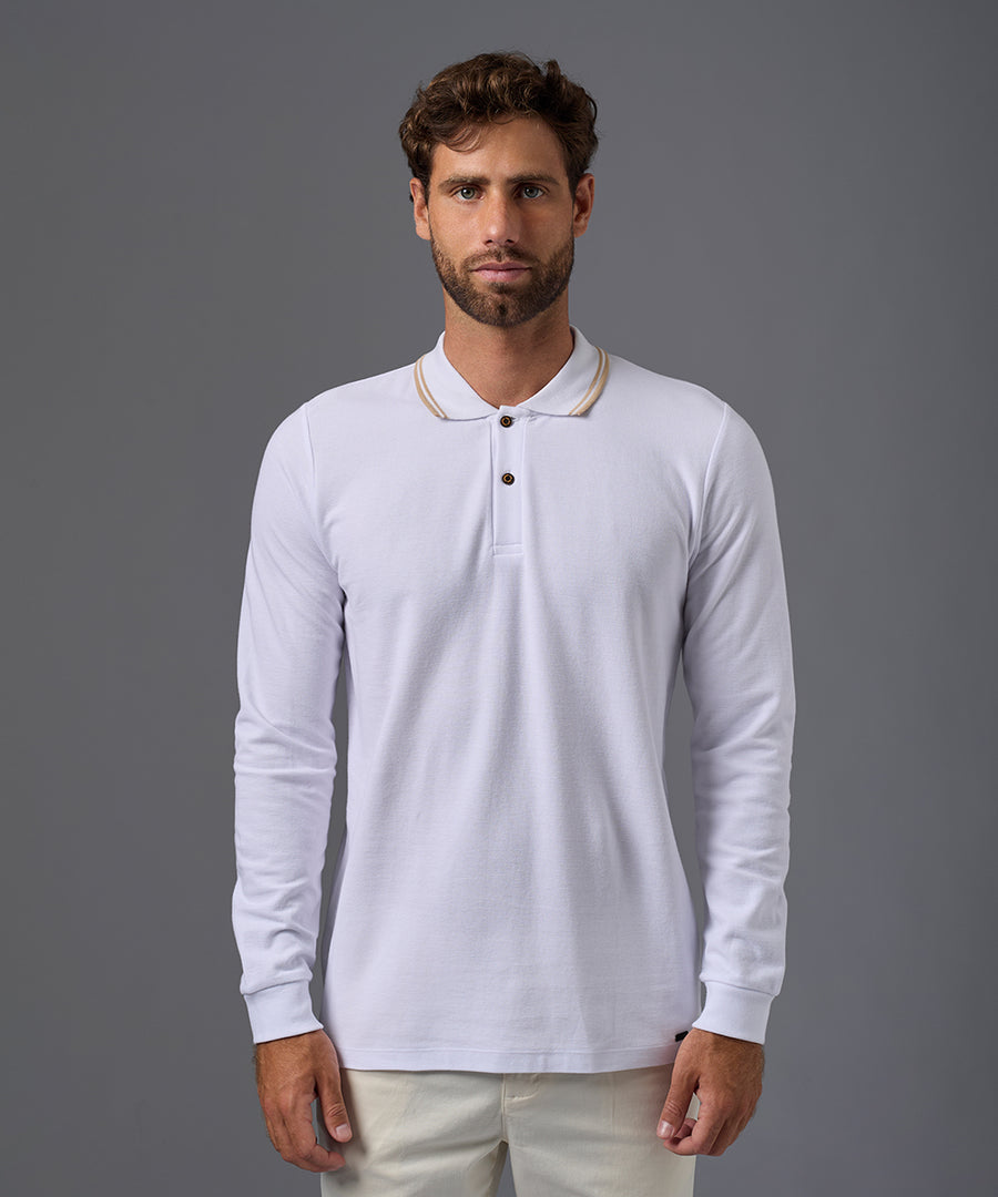 POLO MANGA LARGA PIQUE CUELLO RECTILINEO OI26