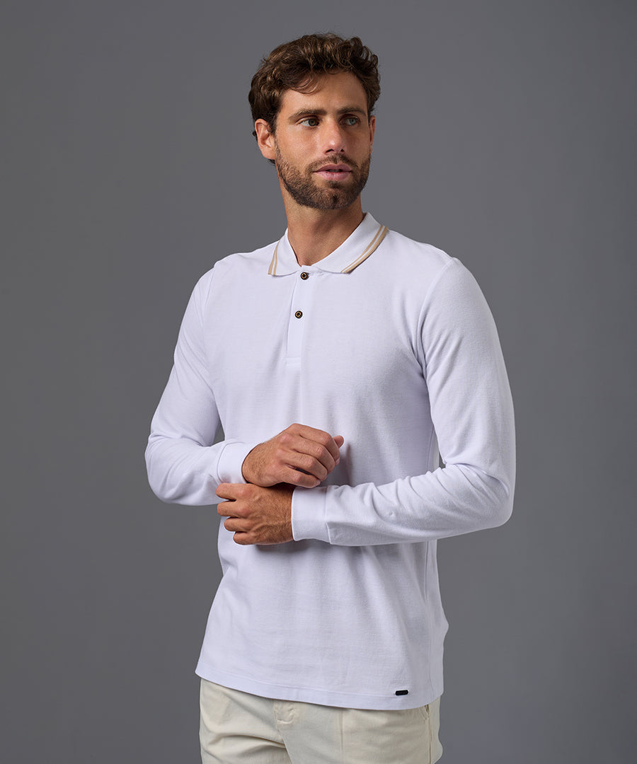 POLO MANGA LARGA PIQUE CUELLO RECTILINEO OI26