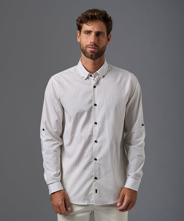 CAMISA MANGA LARGA ROLL UP CUELLO SOLAPA SLIM FIT OI26