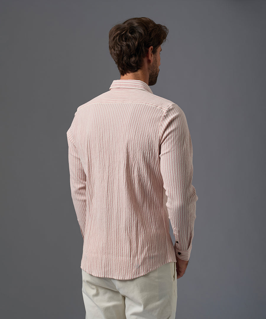 CAMISA MANGA LARGA SEERSUCKER A RAYAS CLASSIC FIT OI26