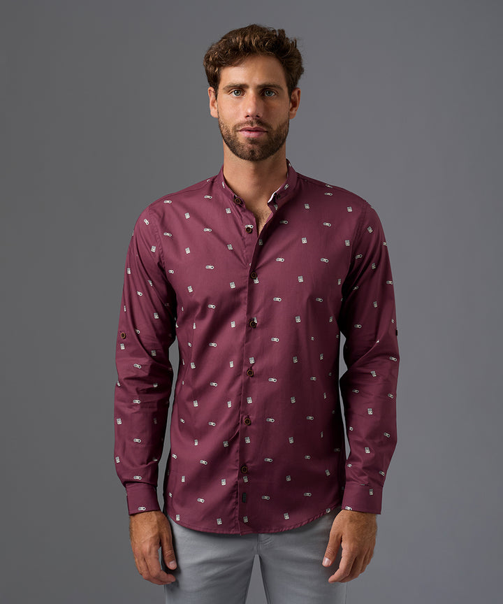 CAMISA MANGA LARGA ROLL UP MICRO BUTTON DOWN  SLIM FIT OI26