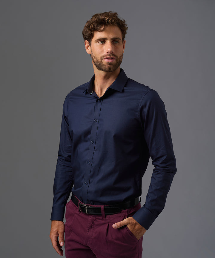 CAMISA DE VESTIR MANGA LARGA ALGODÓN CUELLO SPREAD