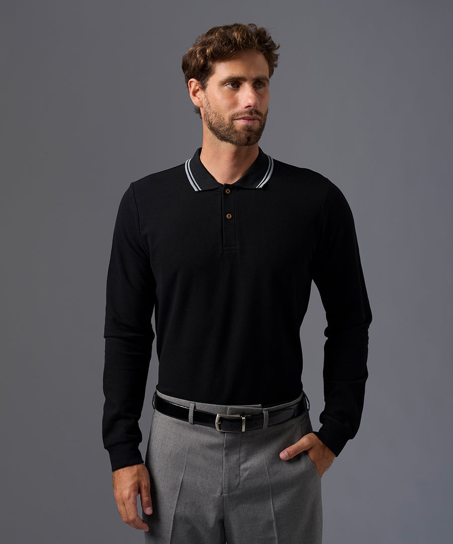 POLO MANGA LARGA PIQUE CUELLO RECTILINEO OI26
