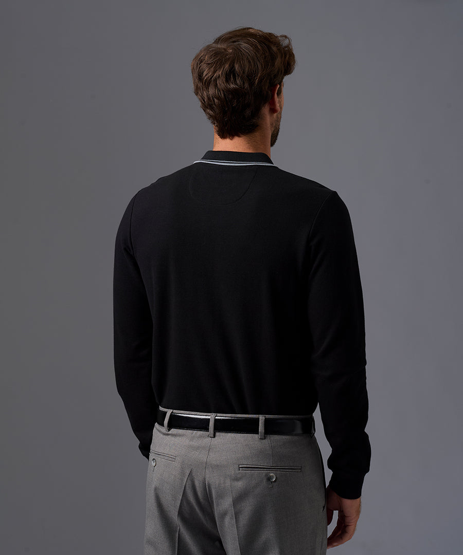 POLO MANGA LARGA PIQUE CUELLO RECTILINEO OI26