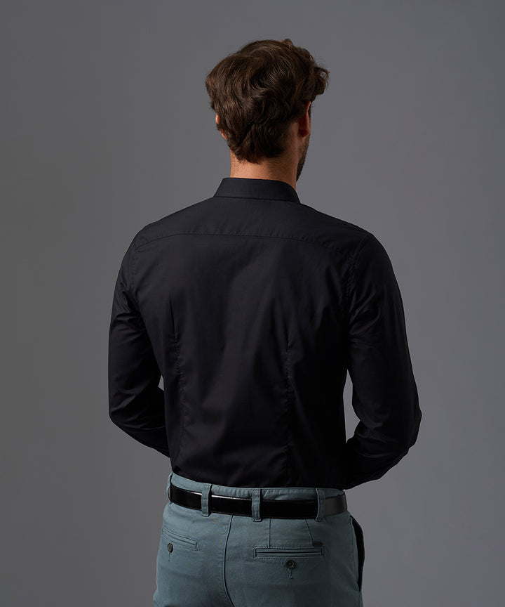 CAMISA MANGA LARGA ROLL UP CUELLO CORTO REDONDEADO SLIM FIT OI26
