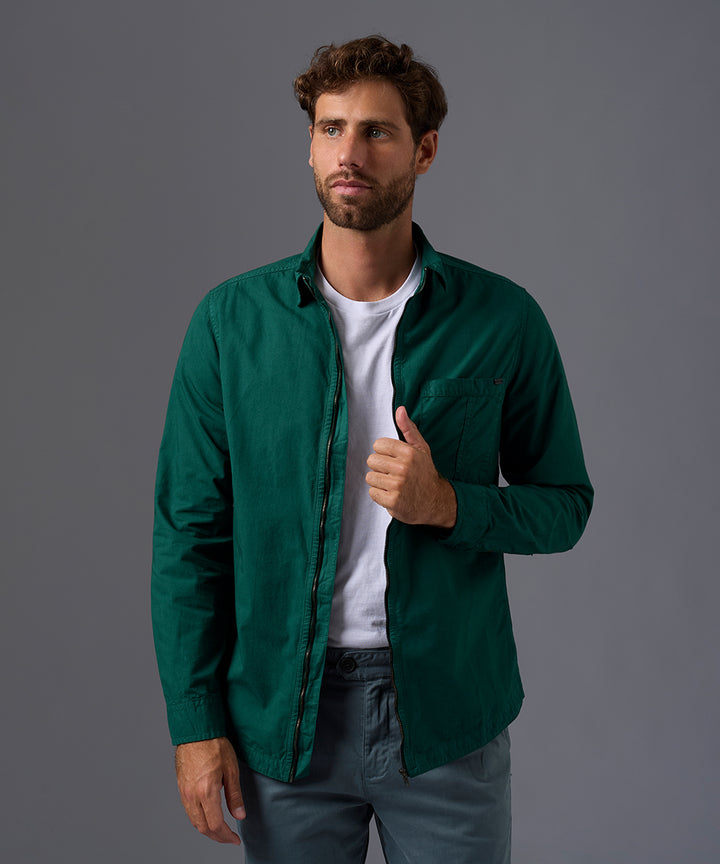 CAMISA MANGA LARGA CASUAL TAFETA CON CIERRE  CLASSIC FIT OI26