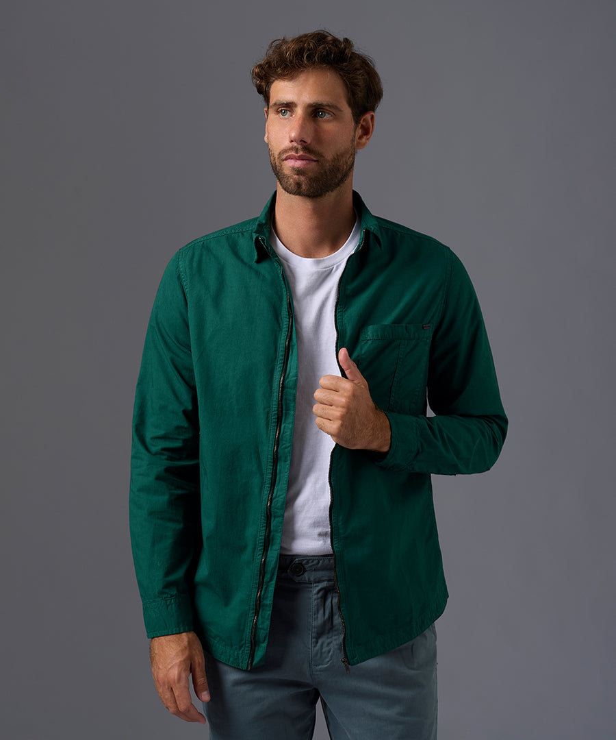 CAMISA MANGA LARGA CASUAL TAFETA CON CIERRE  CLASSIC FIT OI26