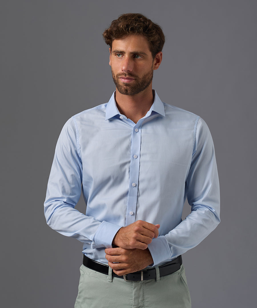 CAMISA DE VESTIR MANGA LARGA ALGODÓN CUELLO SPREAD
