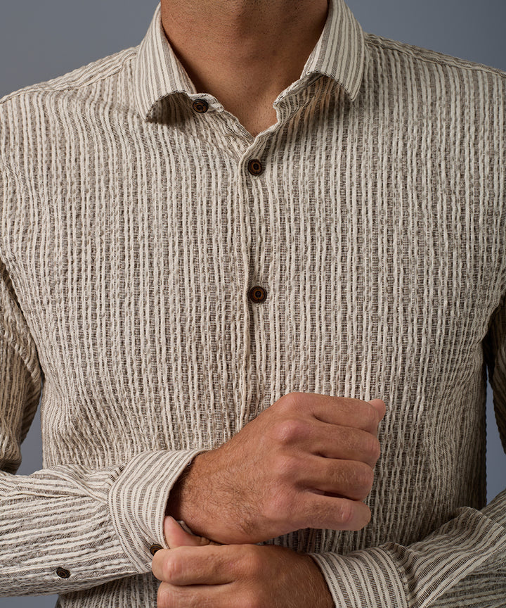 Camisa Seersucker Rayas Classic Fit