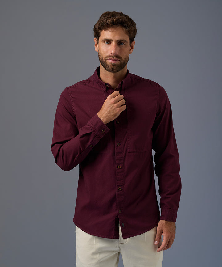 Camisa Tafeta con Bolsillos Slim Fit