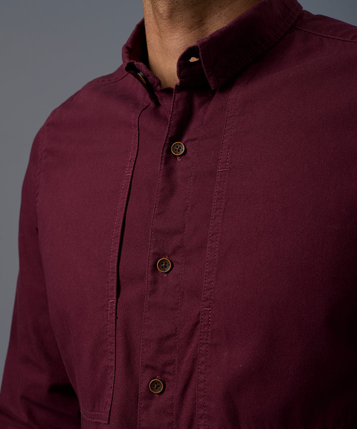 Camisa Tafeta con Bolsillos Slim Fit