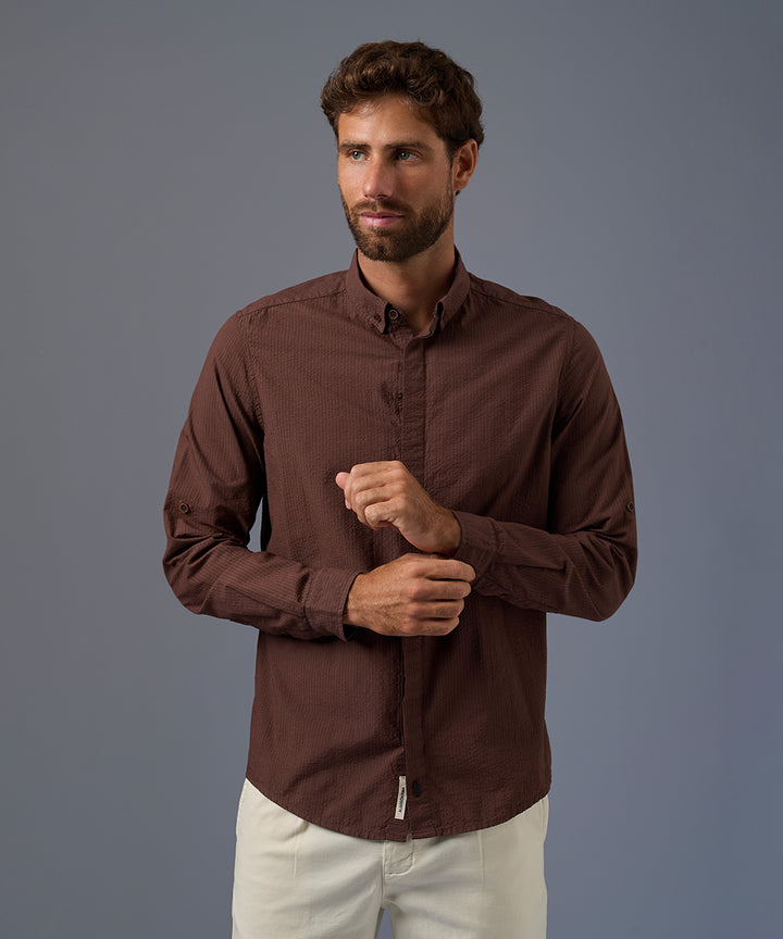 Camisa Roll Up Seersucker Slim Fit