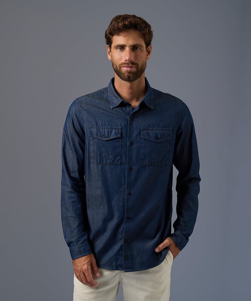 Camisa de Jean Doble Bolsillo Classic Fit