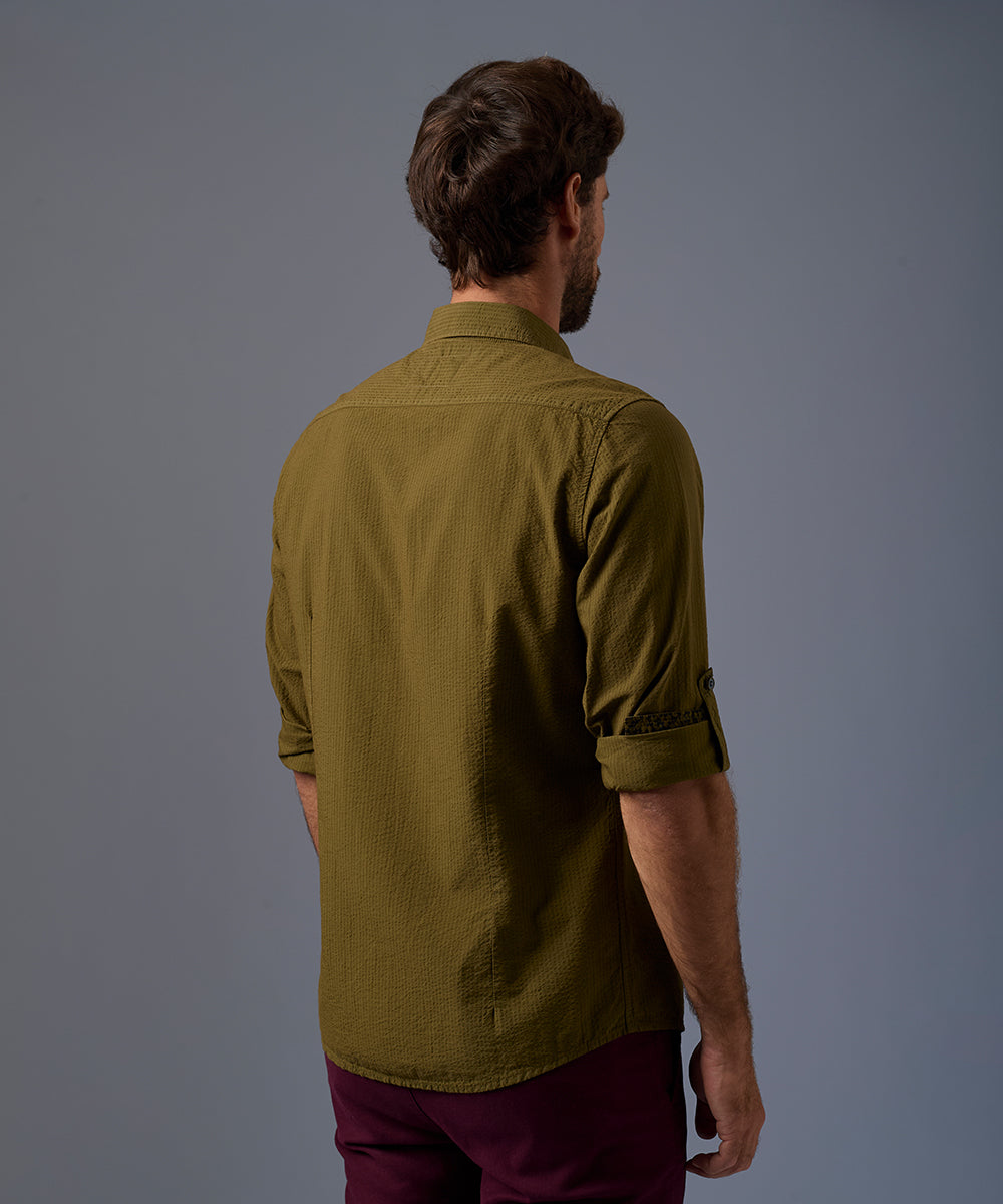 Camisa Roll Up Seersucker Slim Fit