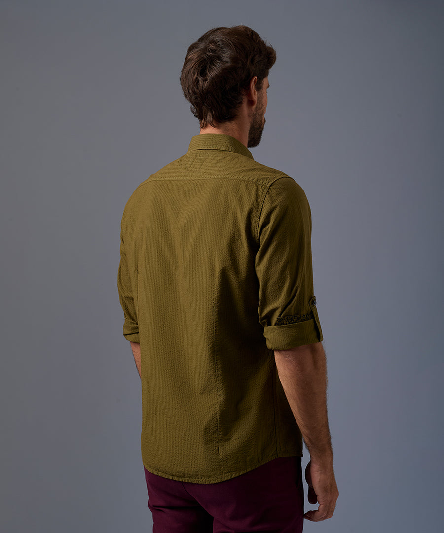 Camisa Roll Up Seersucker Slim Fit