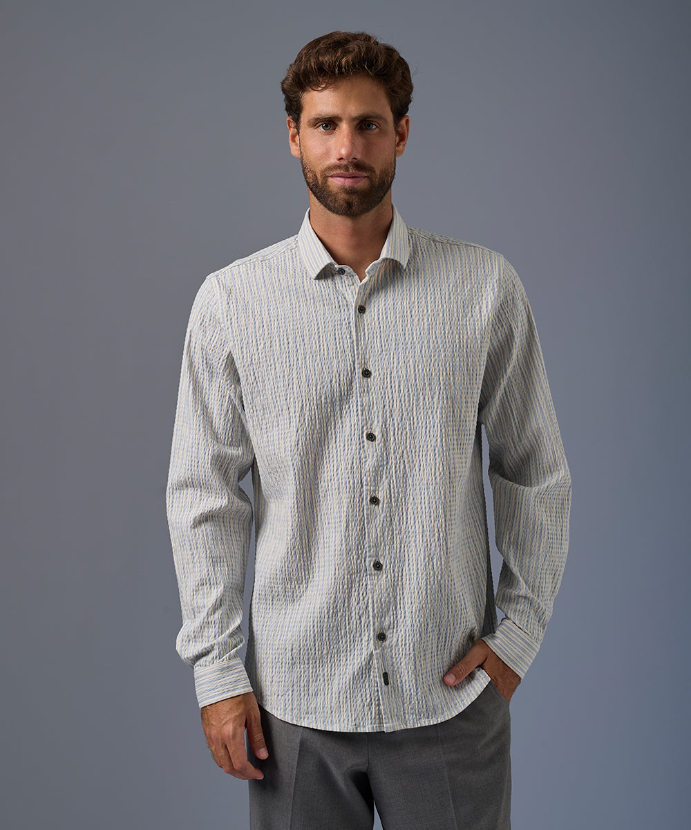Camisa Seersucker Rayas Classic Fit