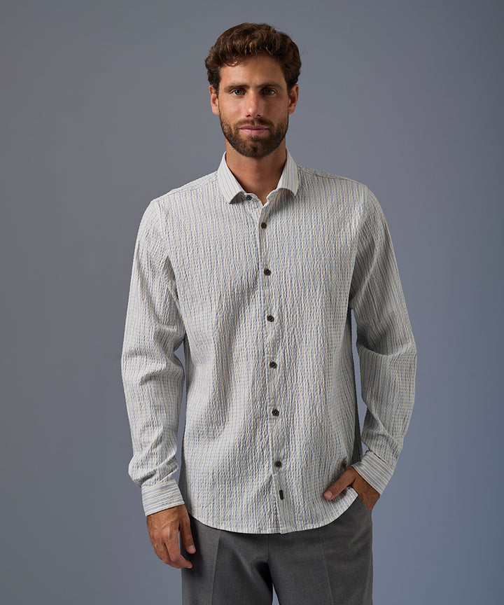 Camisa Seersucker Rayas Classic Fit