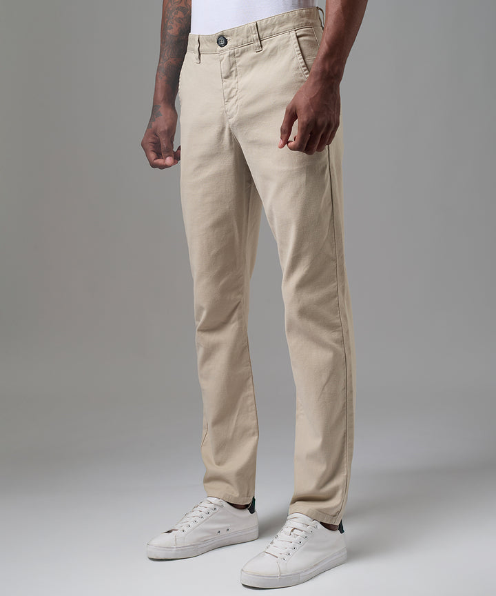 PANTALON DRILL PRETINA INT. CONTRASTE SLIM FIT HUESO OI25
