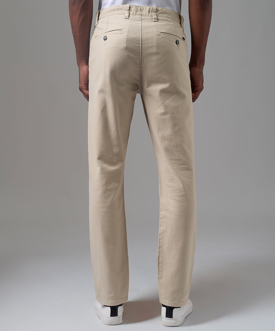 PANTALON DRILL PRETINA INT. CONTRASTE SLIM FIT HUESO OI25