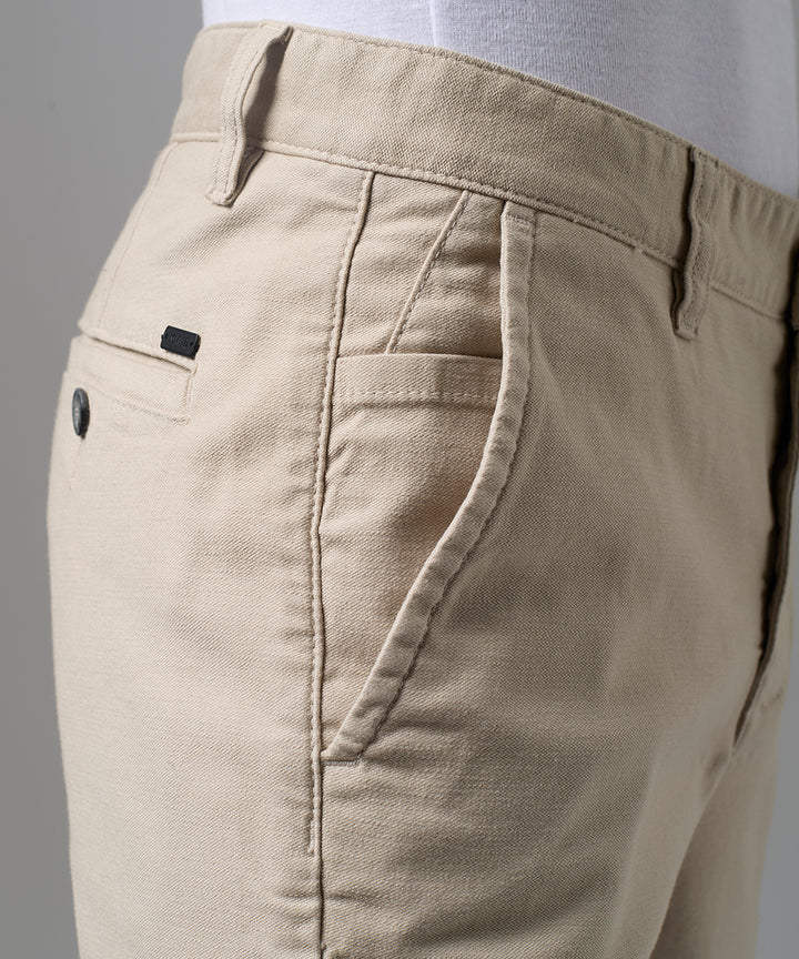 PANTALON DRILL PRETINA INT. CONTRASTE SLIM FIT HUESO OI25