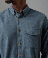 CAMISA MANGA LARGA FRANELA CUELLO B. DOWN CLASSIC FIT AZUL OI25
