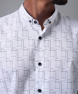 CAMISA MANGA LARGA MICRO B. DOWN CLASSIC FIT BLANCO ESTAMPADO OI25