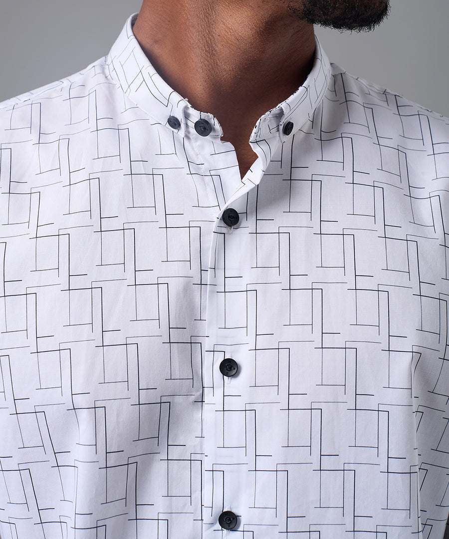 CAMISA MANGA LARGA MICRO B. DOWN CLASSIC FIT BLANCO ESTAMPADO OI25
