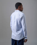 CAMISA MANGA LARGA OXFORD CUELLO SPREAD CLASSIC FIT AZUL A RAYAS OI25