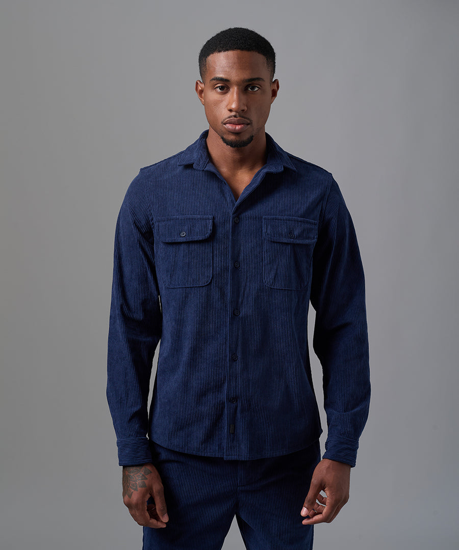 CAMISA MANGA LARGA CORDUROY CLASSIC FIT AZUL MARINO OI25