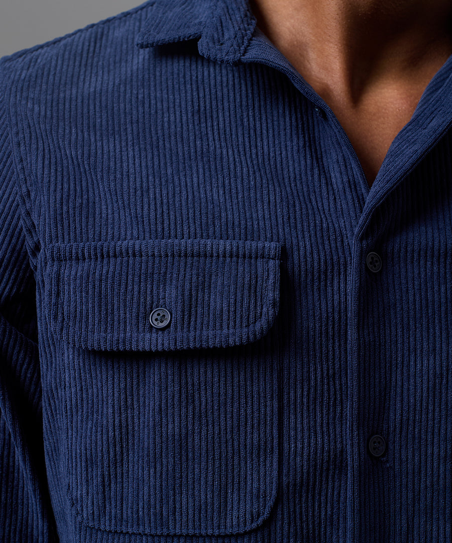 CAMISA MANGA LARGA CORDUROY CLASSIC FIT AZUL MARINO OI25