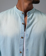 CAMISA MANGA LARGA DENIM ROLL UP SLIM FIT CELESTE OI25