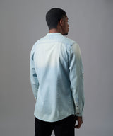 CAMISA MANGA LARGA DENIM ROLL UP SLIM FIT CELESTE OI25