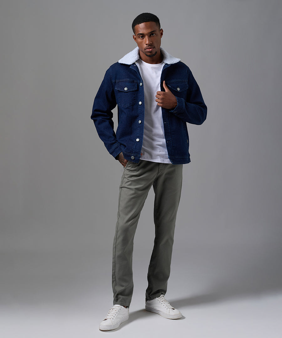 CASACA DENIM SOBRETEÑIDO CON SHERPA INDIGO OI25