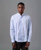 CAMISA MANGA LARGA CUELLO NERU DESMONTABLE CLASSIC FIT CELESTE C/RAYAS OI25