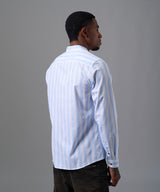CAMISA MANGA LARGA CUELLO NERU DESMONTABLE CLASSIC FIT CELESTE C/RAYAS OI25