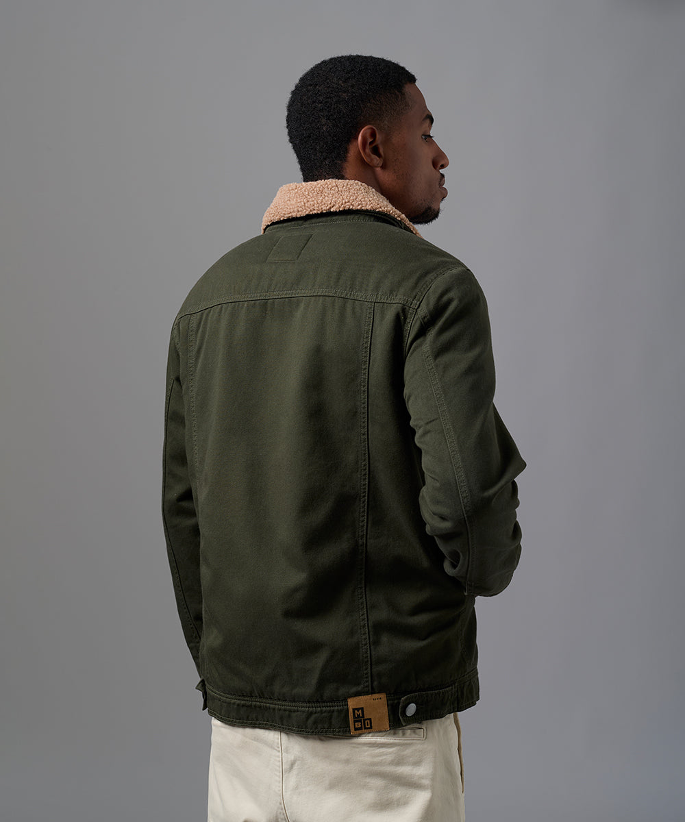 CASACA DENIM SOBRETEÑIDO CON SHERPA VERDE OI25