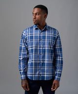 CAMISA MANGA LARGA PECHERA OJAL CLASSIC FIT AZUL CUADROS OI25