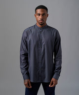 CAMISA MANGA LARGA CUELLO NERU ROLL UP SLIM FIT CHARCOAL OI25