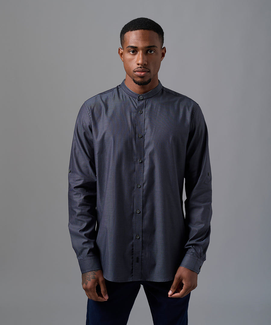 CAMISA MANGA LARGA CUELLO NERU ROLL UP SLIM FIT CHARCOAL OI25