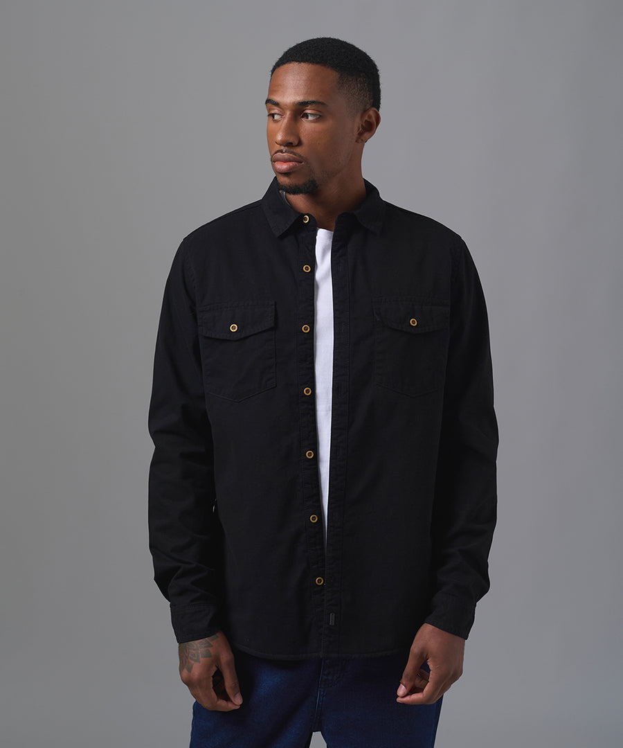 CAMISA MANGA LARGA SOBRECAMISA CLASSIC FIT NEGRO OI25