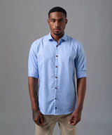 CAMISA MANGA LARGA PECHERA OJAL SLIM FIT CELESTE OI25