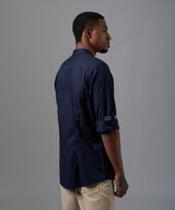 CAMISA MANGA LARGA CUELLO NERU ROLL UP SLIM FIT AZUL OI25