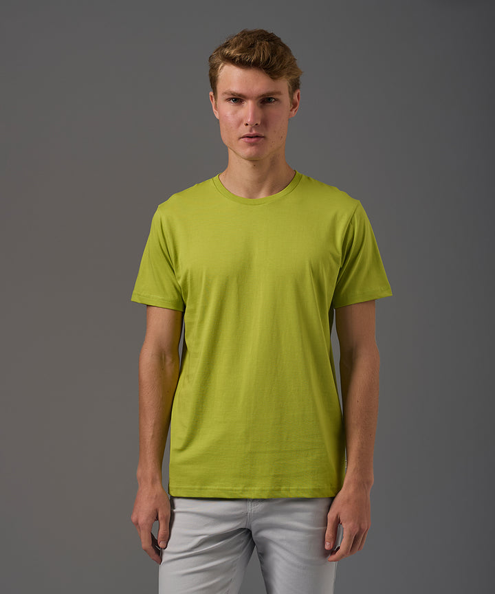 POLO MANGA CORTA JERSEY CUELLO REDONDO BASICO VERDE LIMON PV26