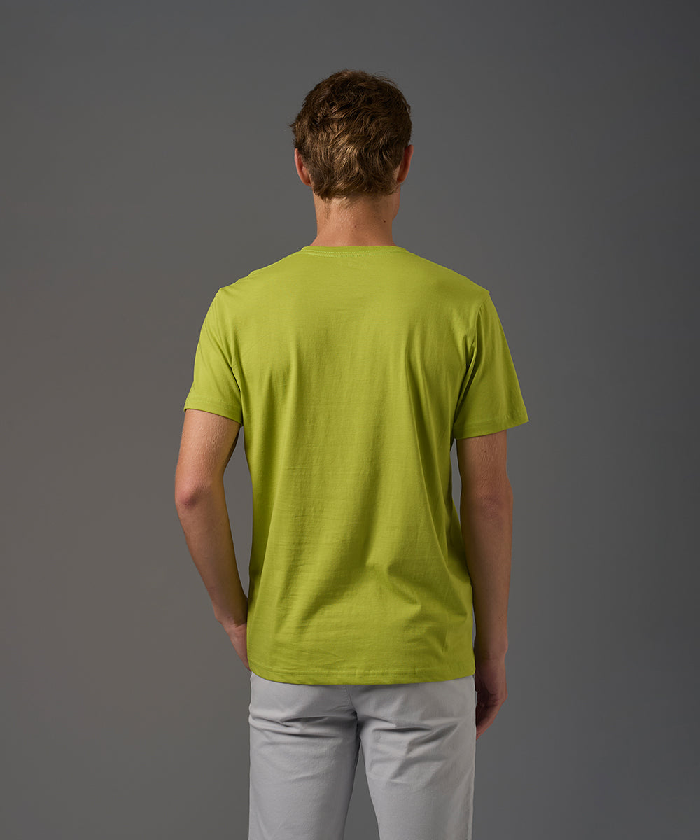 POLO MANGA CORTA JERSEY CUELLO REDONDO BASICO VERDE LIMON PV26