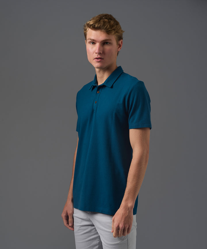 POLO MANGA CORTA PIQUE CUELLO BOX BORDADO COBALTO PV26