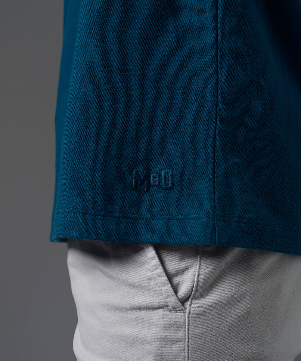 POLO MANGA CORTA PIQUE CUELLO BOX BORDADO COBALTO PV26