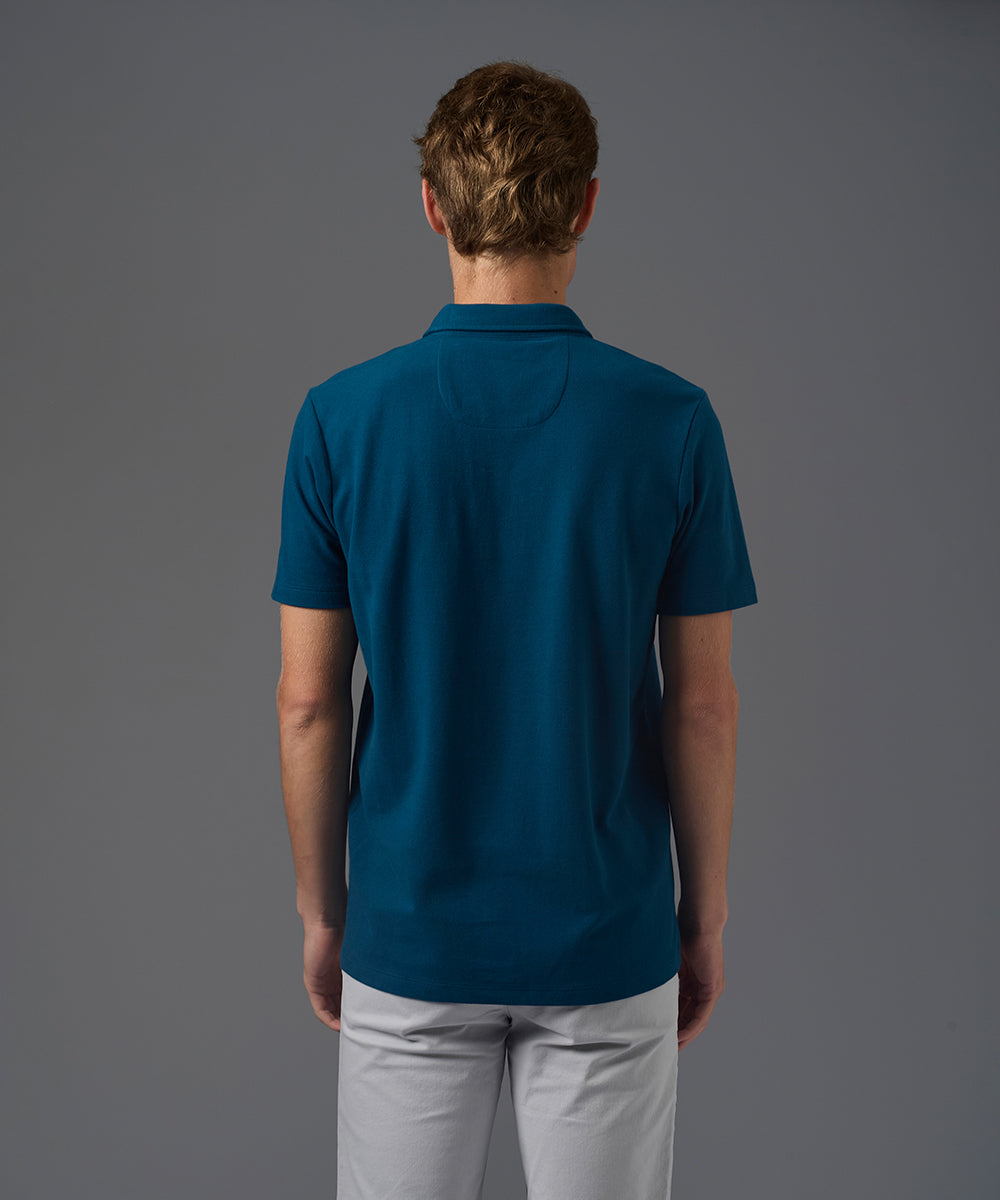 POLO MANGA CORTA PIQUE CUELLO BOX BORDADO COBALTO PV26