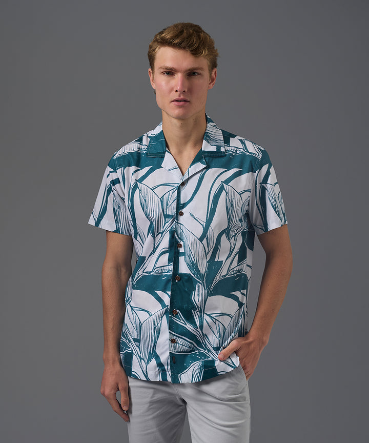 CAMISA MANGA CORTA SELVA CLASSIC FIT VERDE TRAMADO PV26