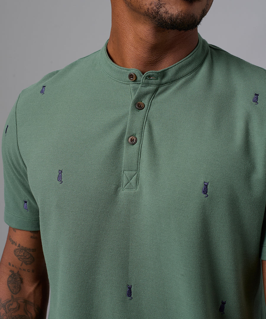POLO MANGA CORTA PIQUE BORDADO VERDE PV25