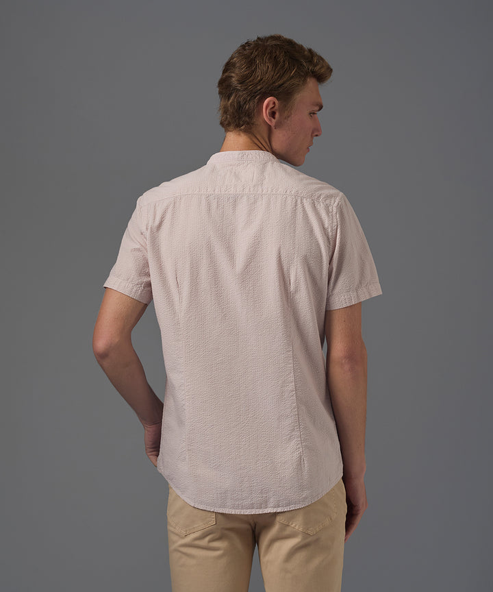 CAMISA MANGA CORTA SEER SUCKER CUELLO NERU DESMONTABLE SLIM FIT ROSA PV26